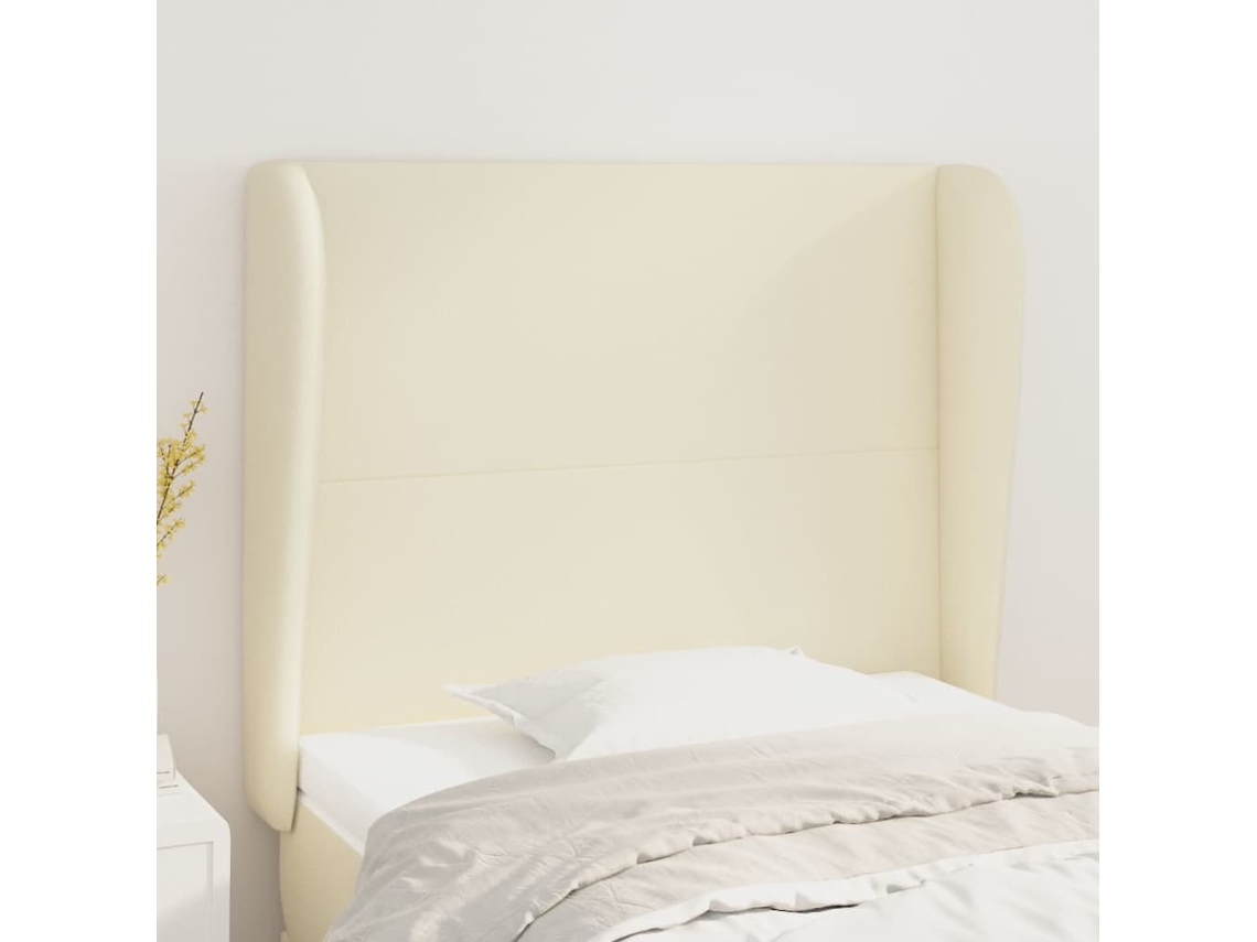 Cabeceira | Painel De Cama Cama C/ Abas Couro Artificial 103x23x118/128 Cm Creme