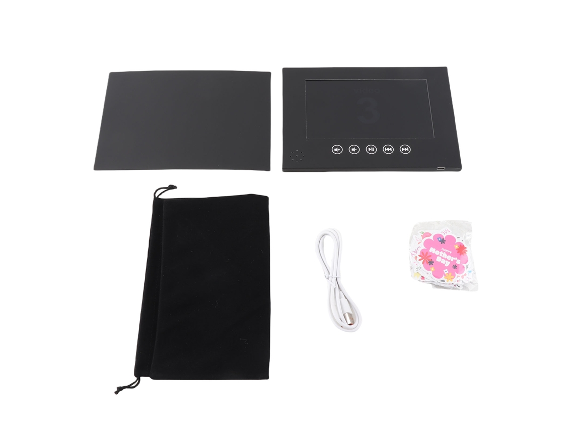 Video Greeting Card Electronic Video Brochure Lcd Screen Digital Brochure With 1 Pack Stickers Storage Bag For Product Publicity Black 7 Inch