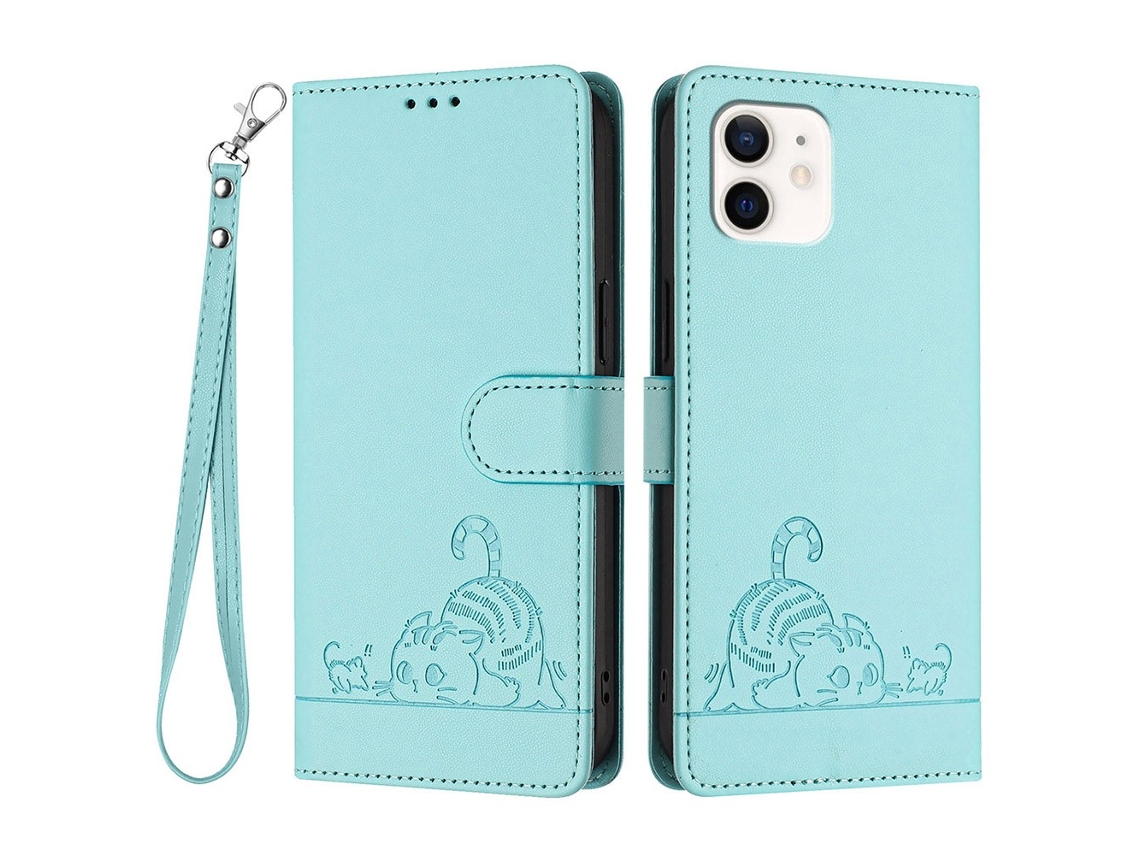 Capa Pega Para Iphone 12 Pele Sintética Verde