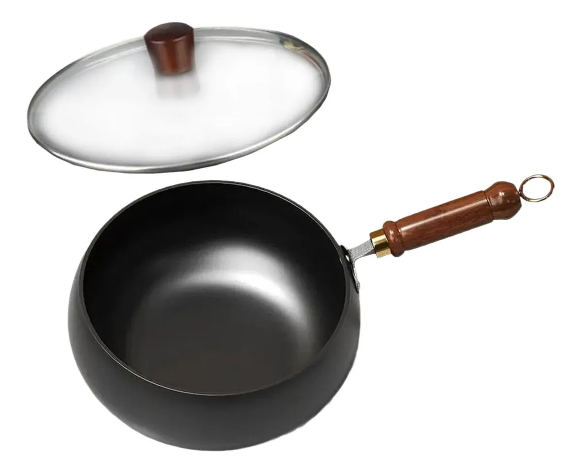 Wok, Frigideira Com Cabo De Madeira 30 Cm Tampa De Vidrovayotoy