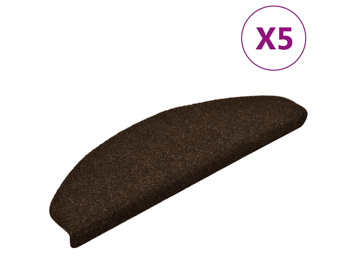 Vidaxl Tapetes De Escada Autoadesivos 5 Peças 65x21x4 Cm Marrom Semicircular Grande