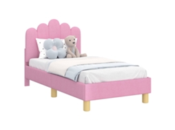 Cama De Solteiro | Camas Para Quarto | Estrutura De Cama Para Criança Com Cabeceira Rosa 70 X 140 Cm