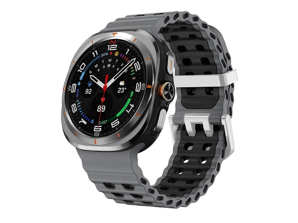Pulseira De Silicone Ocean Two Color Com Fivela Prateada E Furos Em Duas Fileiras Para Samsung Galaxy Watch Ultra / Ultra 2025
