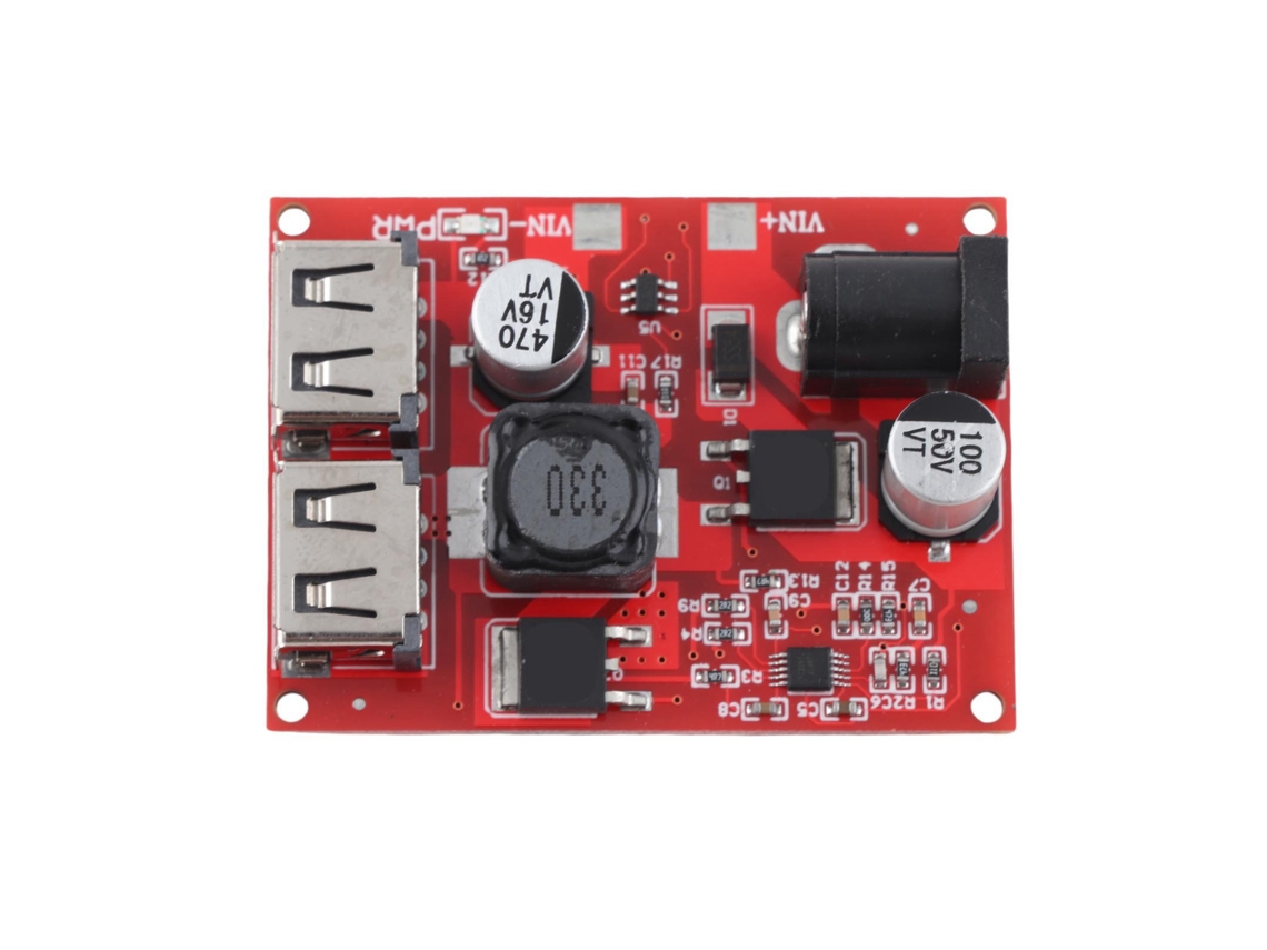 Hkj módulo de Fonte de Alimentação Regulada Ajustável Buck 9v/12v/36v para 5v 3a com Saída Usb Dual para Carregamento em Carros