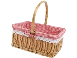 Cesta de Piquenique Grande Inoomp em Tecido Estilo Campestre, Cesta de Armazenamento Decorativa com Acabamento CHABERLU