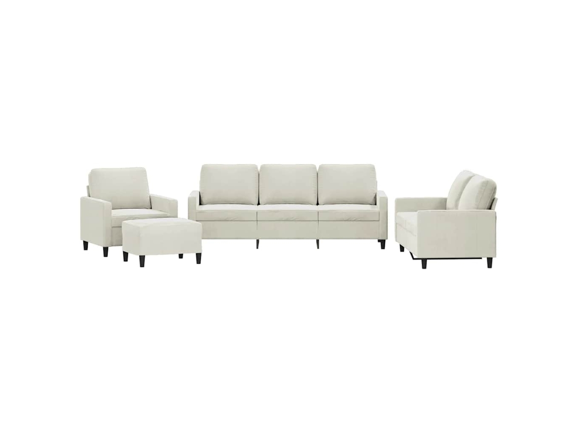 4 Pcs Conjunto de Sofás com Almofadões Veludo Cor Creme MAISON EXCLUSIVE