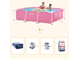 Piscina com Estrutura Retangular INTEX 220 X 150 X 60 Cm Rosa Incluída Acessórios Cb54