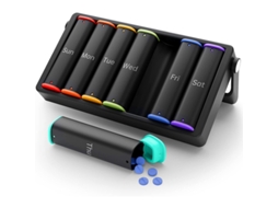 Organizador Semanal de Comprimidos CHRUI 7 Dias Am Pm com Pegador Sem Bpa (preto)