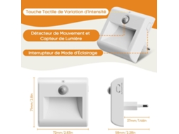 Luz Noturna de Tomada com Sensor de Movimento, Luz Branca Quente para Bebês, 3 Modos BRILVIBERA (ligado/automático/desligado)