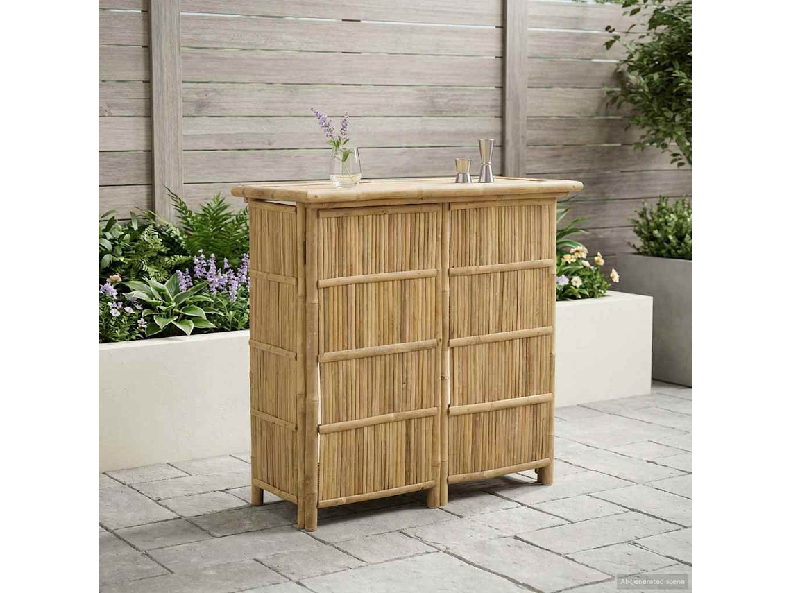Vidaxl Mesa De Bar Externa Natural 115 X 55 X 105 Cm Bambu