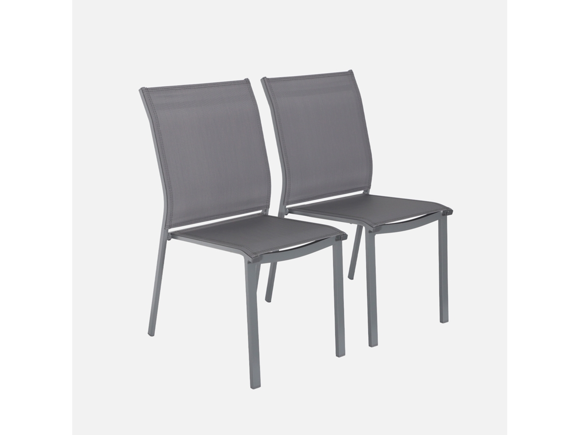 Cadeira de jardim empilháveis de alumínio e texilene, set de 2, Antracite SWEEEK