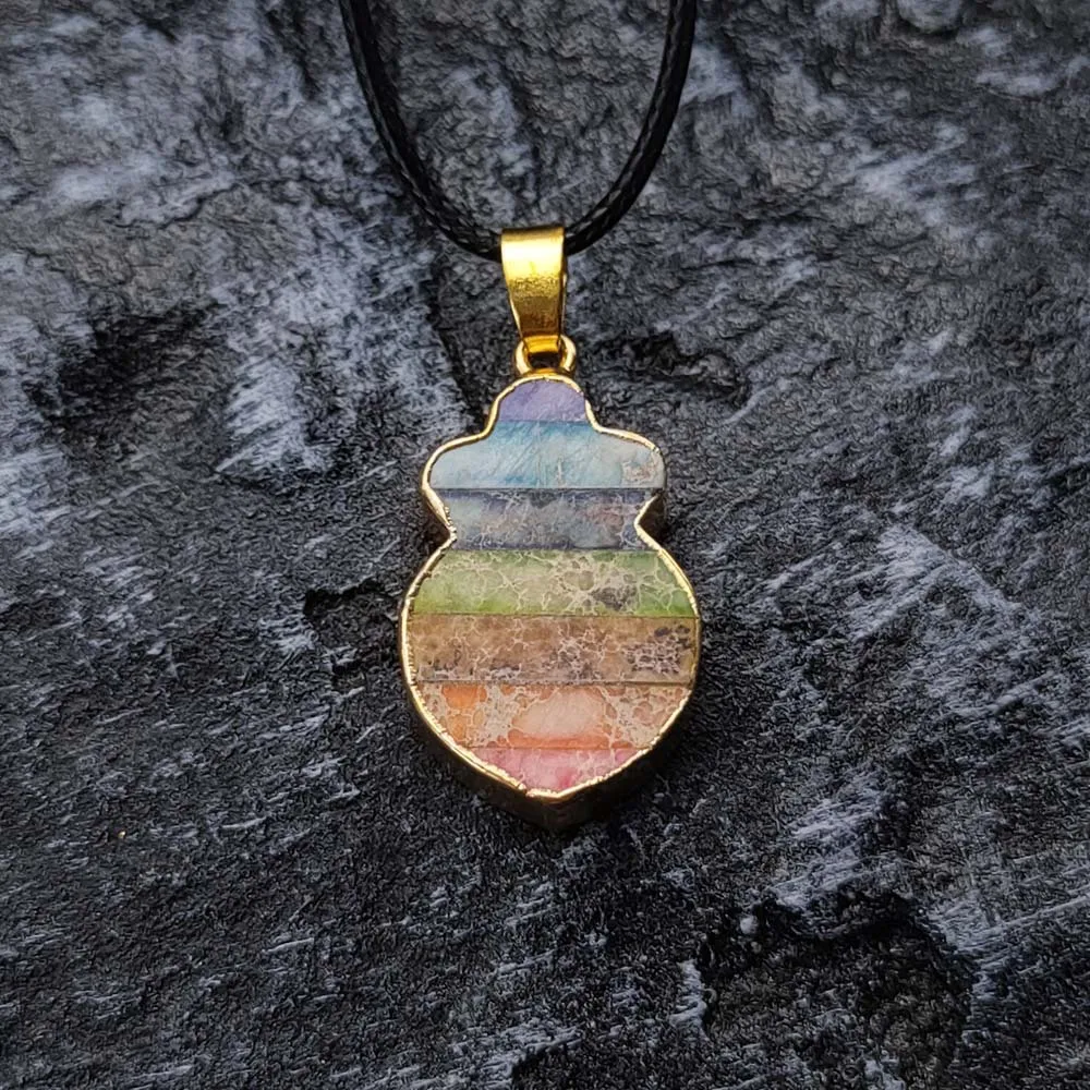 Colar Coração Dos Sete Chakras, Pingente De Buda Para Meditação E Cura, Gema Natural Irregular