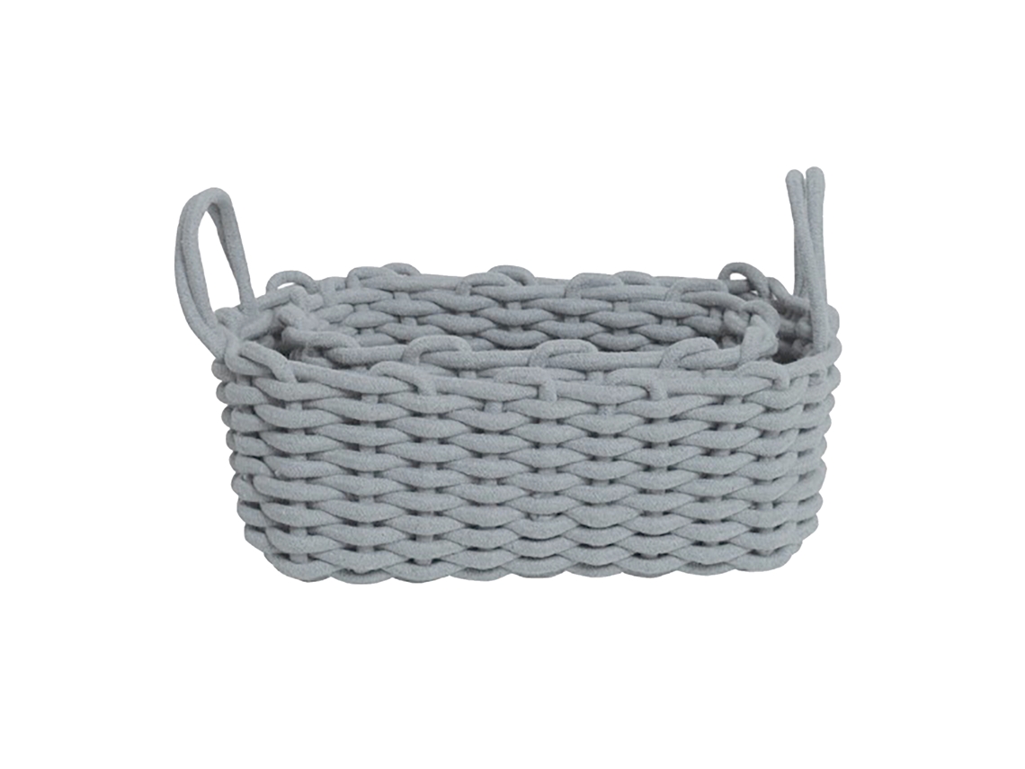 Cesta de armazenamento de corda de algodão, mão tecida, estilo nórdico, para mesa, brinquedos, roupas íntimas, cinza 36x25x15cm S/MARCA