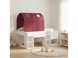 Vidaxl Cama Com Túnel 3 Unid. Branco E Vermelho Derivados De Madeira