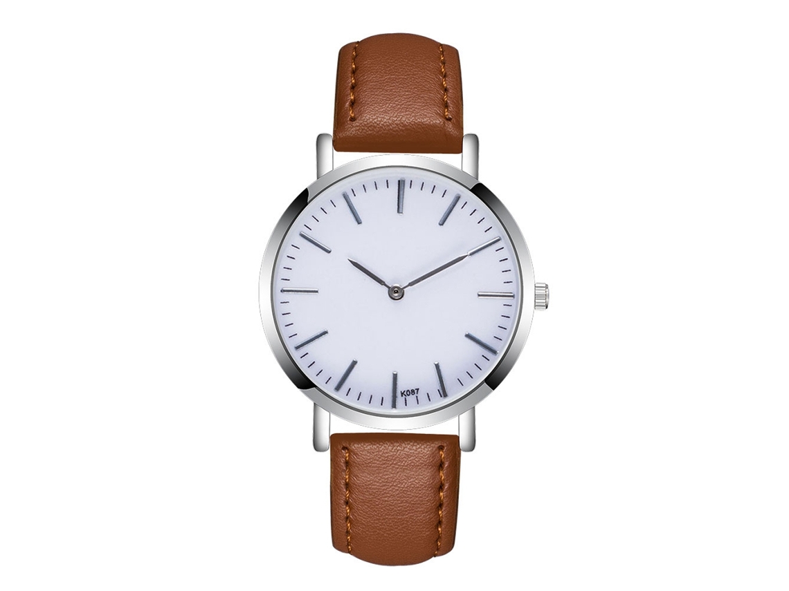 Relógio de Pulso Masculino de Couro Marrom Claro com Movimento de Quartzo Fashion