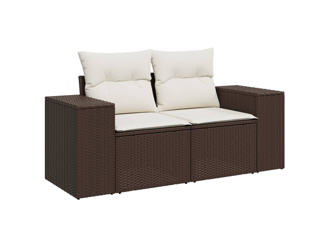 Maison Exclusive - Sofá De Jardim Com Almofadões 2 Lugares Vime Pe Castanho