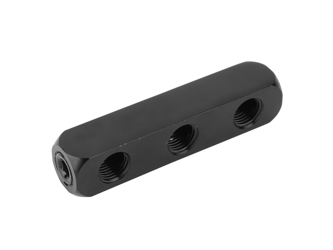 Laxiscreed Mangueira De Ar Pneumática Sus304 Com Manifold Em Linha, Divisor De 3 Vias, 1/4 Polegadas Bspp Preta