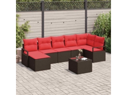 Vidaxl Conjunto De Sofás 8 Unid. Marrom E Vermelho Vime Pe