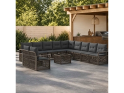 Vidaxl Conjunto De Sofá De Jardim 12 Unid. Cinzento Vime Pe