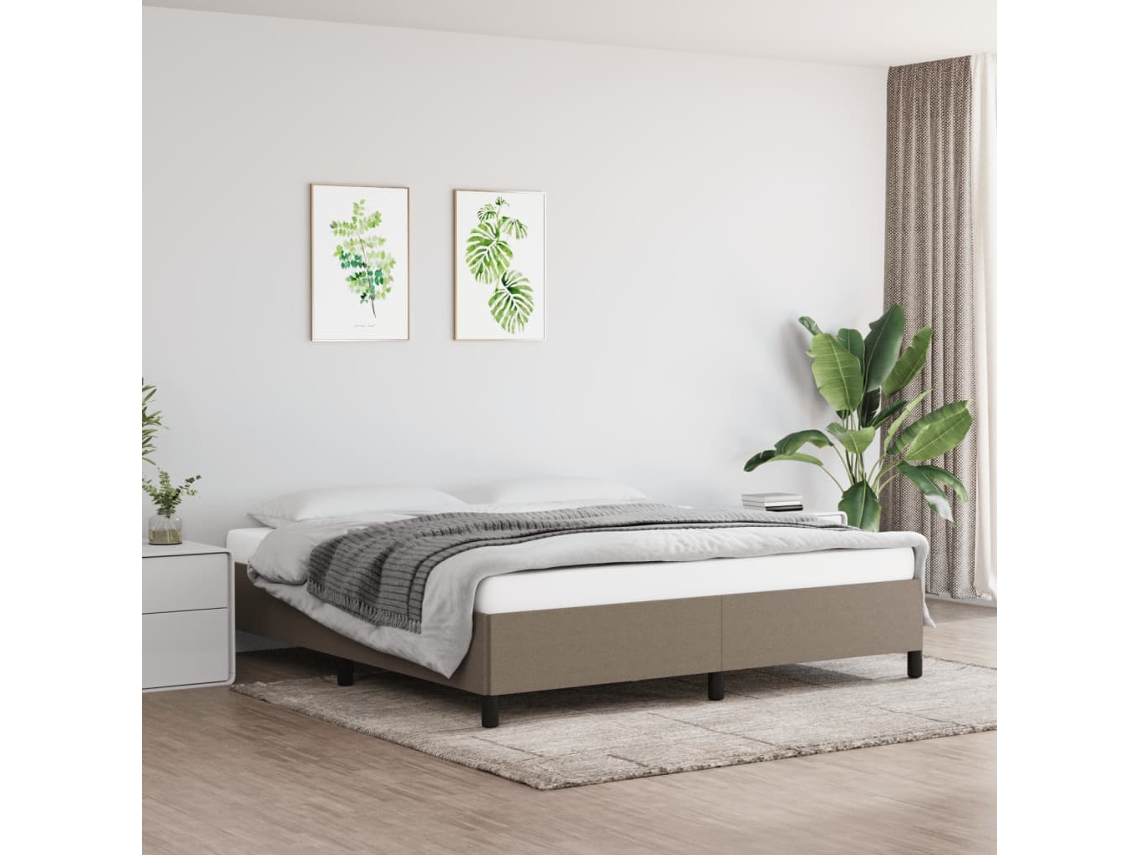 Vidaxl Cama Sem Colchão 180x200 Cm Tecido Castanho-acinzentado