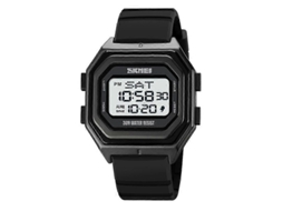 Relógio Eletrônico Masculino Skmei 1875 Para Atividades Ao Ar Livre, Multifuncional, Com Pulseira De Silicone Branca.