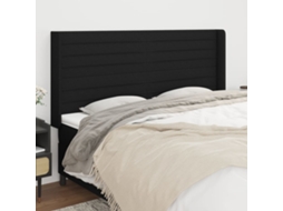 Vidaxl Cabeceira De Cama C/ Abas Tecido 203x16x118/128 Cm Preto