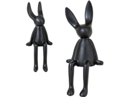 Lote De 2 Estatuetas De Lapin Assis Em Cerâmica, Decoração De Estilo,