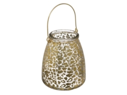 Porta-velas dourado Selva Leopardo Design Vidro e Metal 13x13x15,6 cm