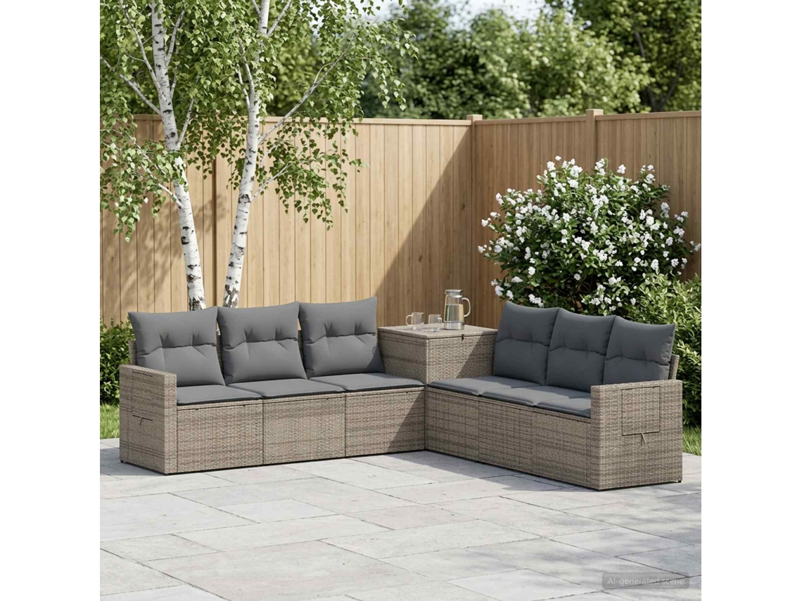 Vidaxl Conjunto De Sofás 7 Unid. Cinza E Cinza Escuro