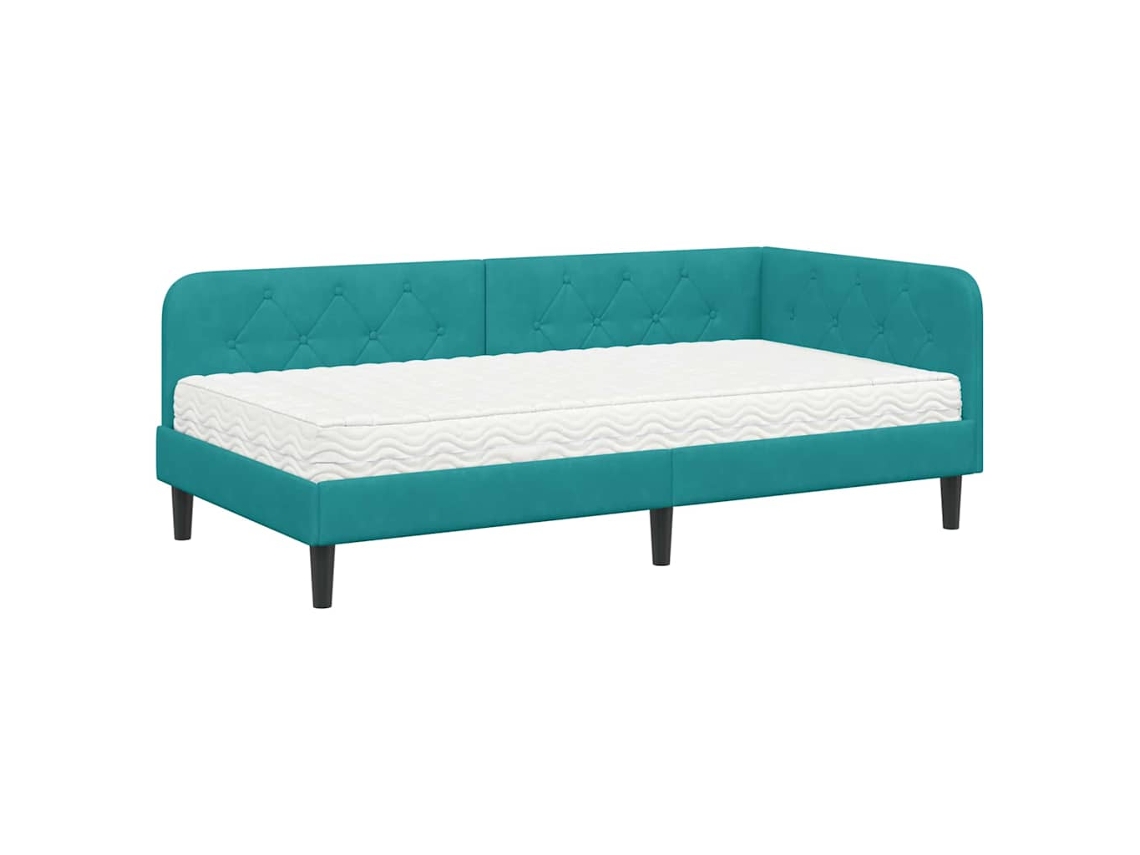 Estrutura de Cama de Canto Turquesa com Veludo 100x200 cm MAISON EXCLUSIVE