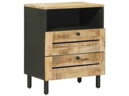 Conjunto 1 Mesa-de-cabeceira Vidaxl Castanho Madeira De Mangueira Maciça (50 X 33 X 60 Cm)