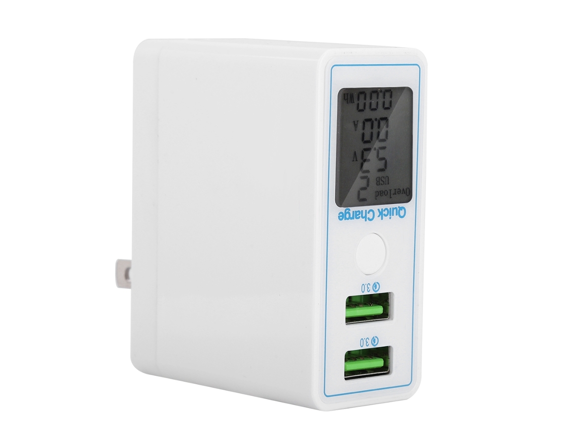 Carregador Rápido com display digital e dois ports