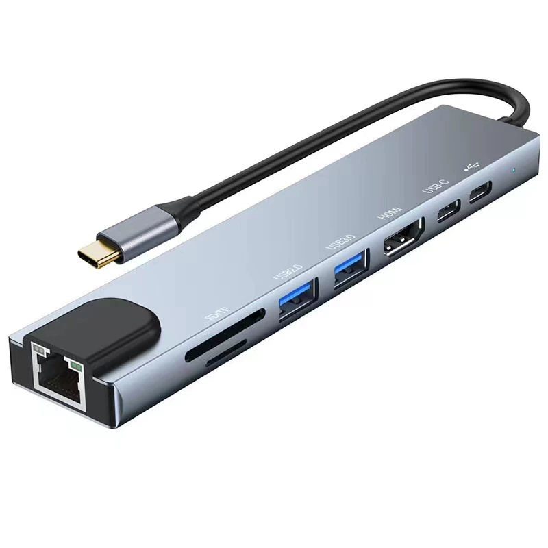 MEOIRUERY Hub Usb C 8 Em 1 Dock Portátil, Compatibilidade Universal Com Porta Usb 2.0 Confiável, Saída De Imagem Hdmi 4k, Carregamento Pd De 100 W, Usb 3.0, Gig