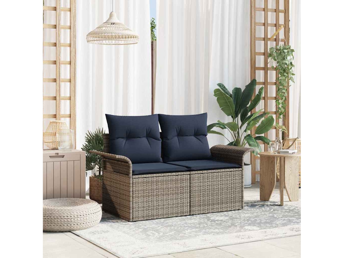 Vidaxl Sofá De Jardim 2-número De Lugares Vime Pe