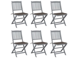 Cadeiras Dobráveis Externas C/ Almofadões 6 Pcs Acácia Maciça Dkd Home Decor