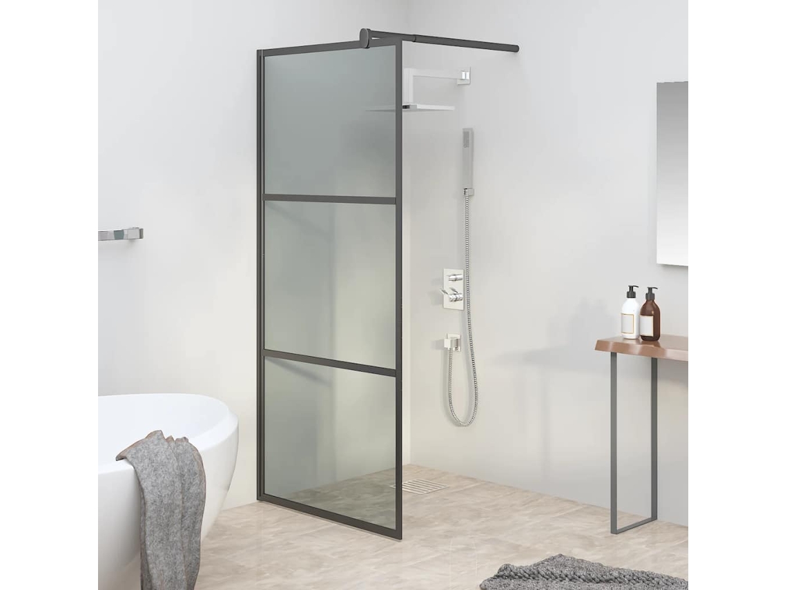 Vidaxl Divisória De Chuveiro Preto 90x195 Cm Vidro Esg Escuro