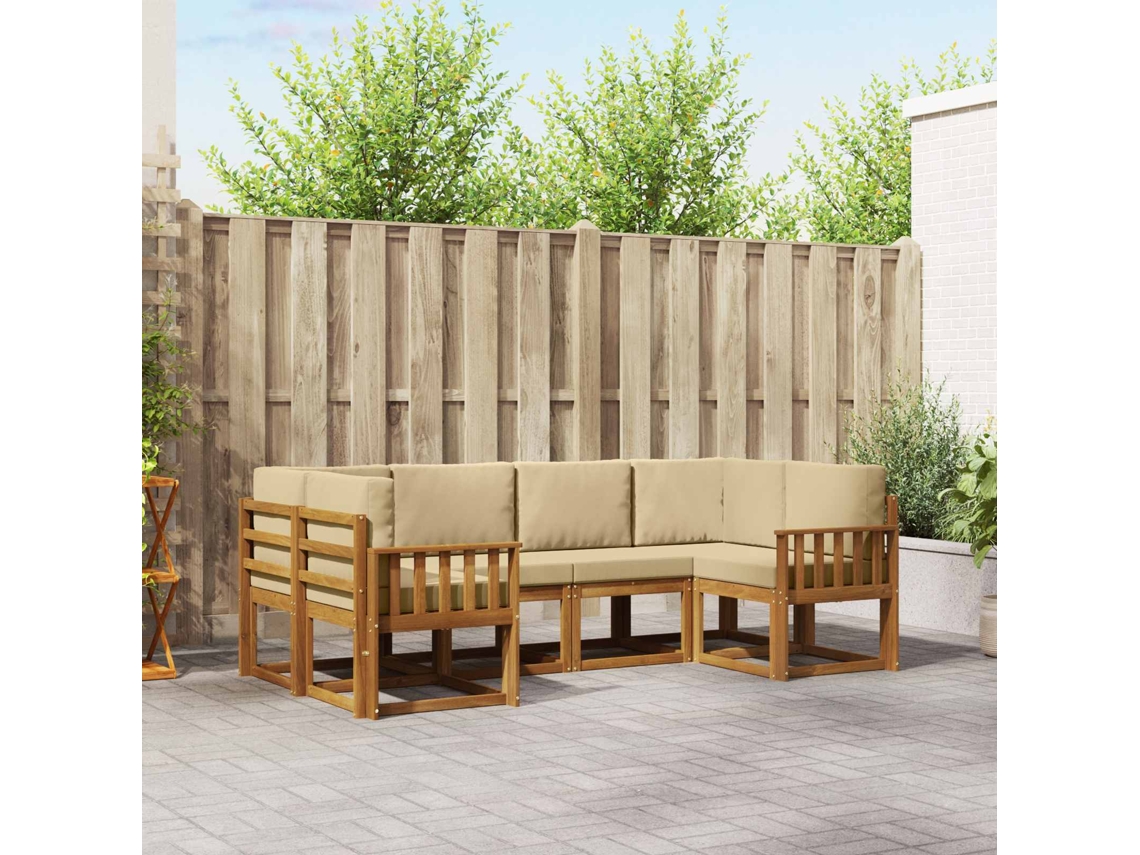 Vidaxl Conjunto De Sofás Para Exterior 6 Unid. Natural E Bege