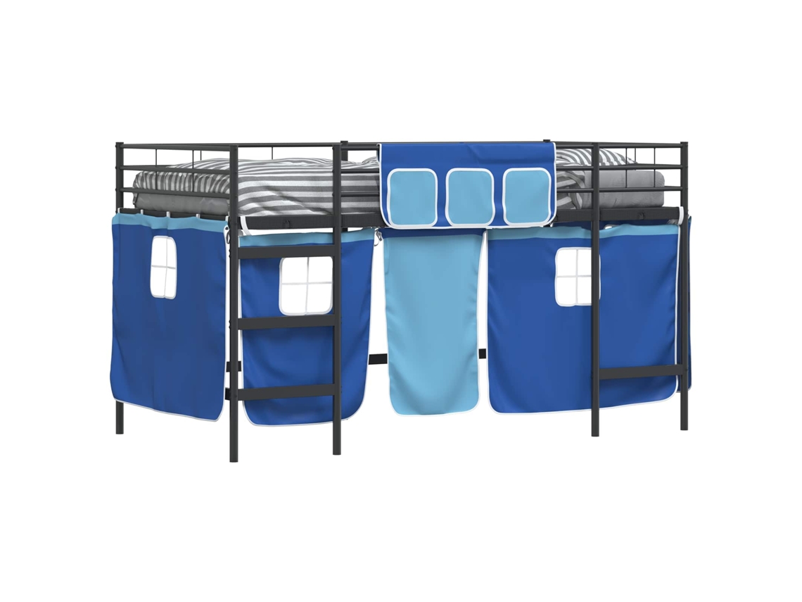 Estrutura de Cama Loft para Crianças com Cortinas Preto e Azul MAISON EXCLUSIVE