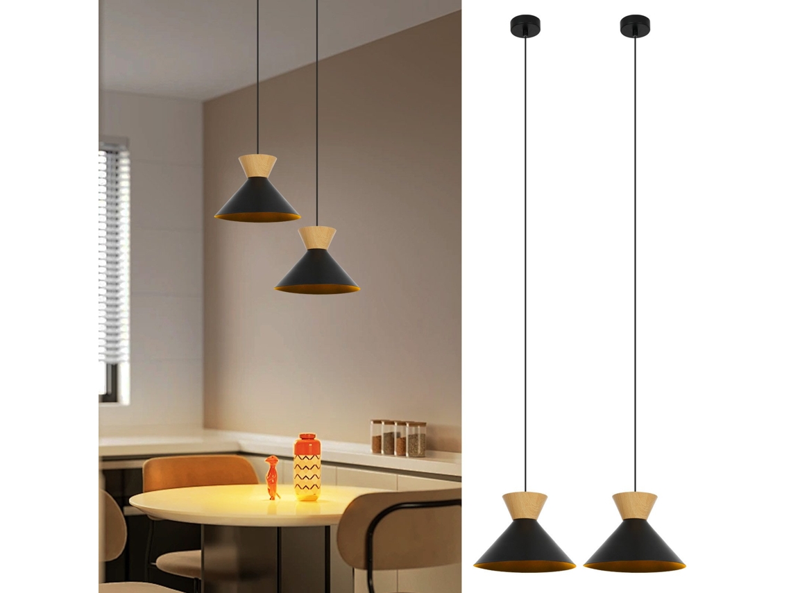 Vintage Pendant Light Sala De Jantar 2x Preto Hanging Lamp Industrial Hanging Lamp E27 Metal Retro Nettlife