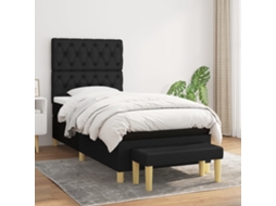 Cama Com Molas/colchão 80x200 Cm Tecido Preto