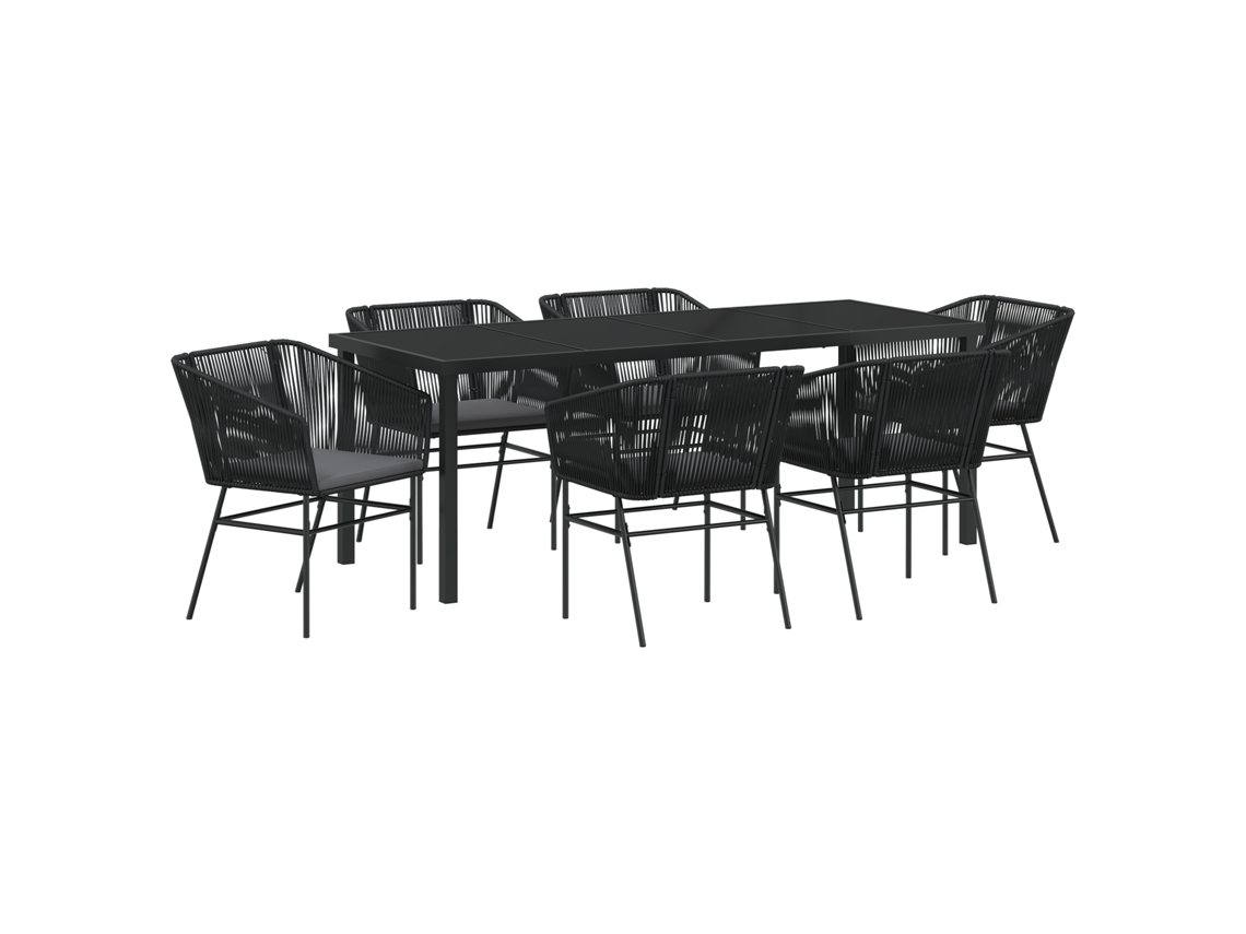 Conjunto 7 Conjunto De Jantar Para Jardim Vidaxl Preto Aço Revestido A Pó (200 X 80 X 73 Cm)