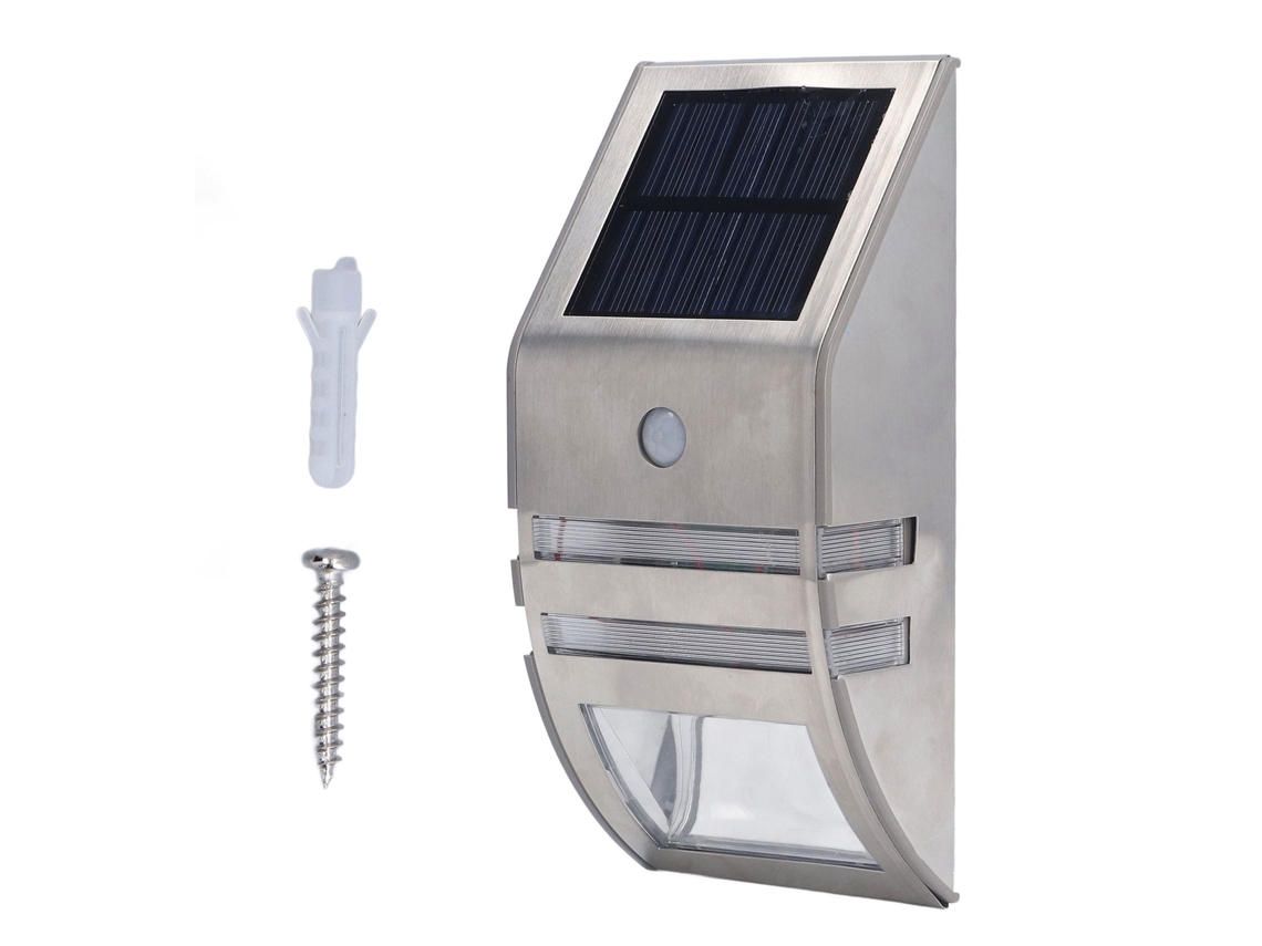 2026 lâmpada Solar de Parede com Sensor de Movimento Pir Luz Branca 40lm Aço Inoxidável para Exterior