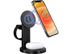 Estação de Carregamento Sem Rápida para iPhone 12 Pro Max/12 Mini/12 Pro/12 YIZHOOD Magnética Preto