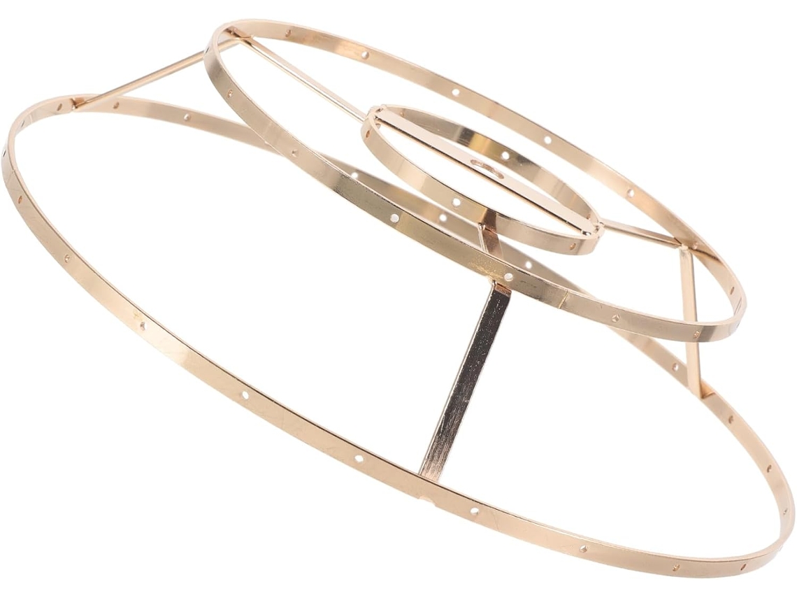 Suporte para Luminária Suspensa Diy com Moldura Dupla de Ferro Dourado, 25 Cm de Diâmetro, 6 Cm de Altura. SFUSHOS
