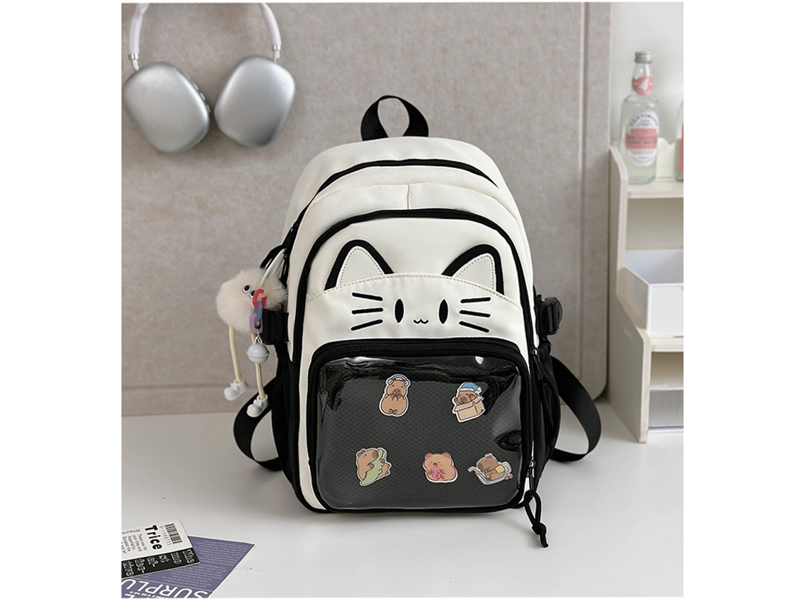 Mochila Com Pingente De Boneca, Adequada Para Uso Diário Na Escola, Encontros E Viagens. Preta