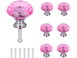 Conjunto de 6 Puxadores de cristal com detalhes em diamante para decoração BRILVIBERA