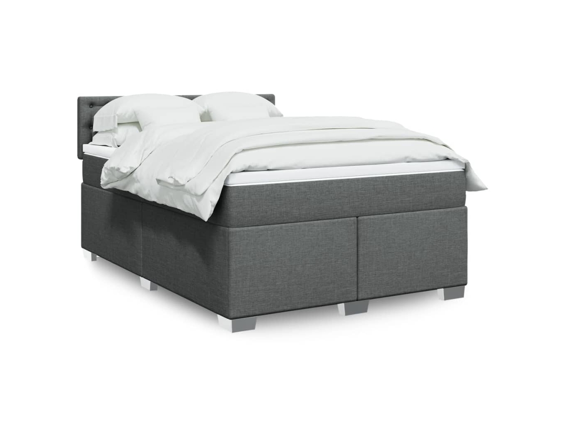 Vidaxl Cama Com Molas/colchão 160x200 Cm Tecido Cinzento-escuro