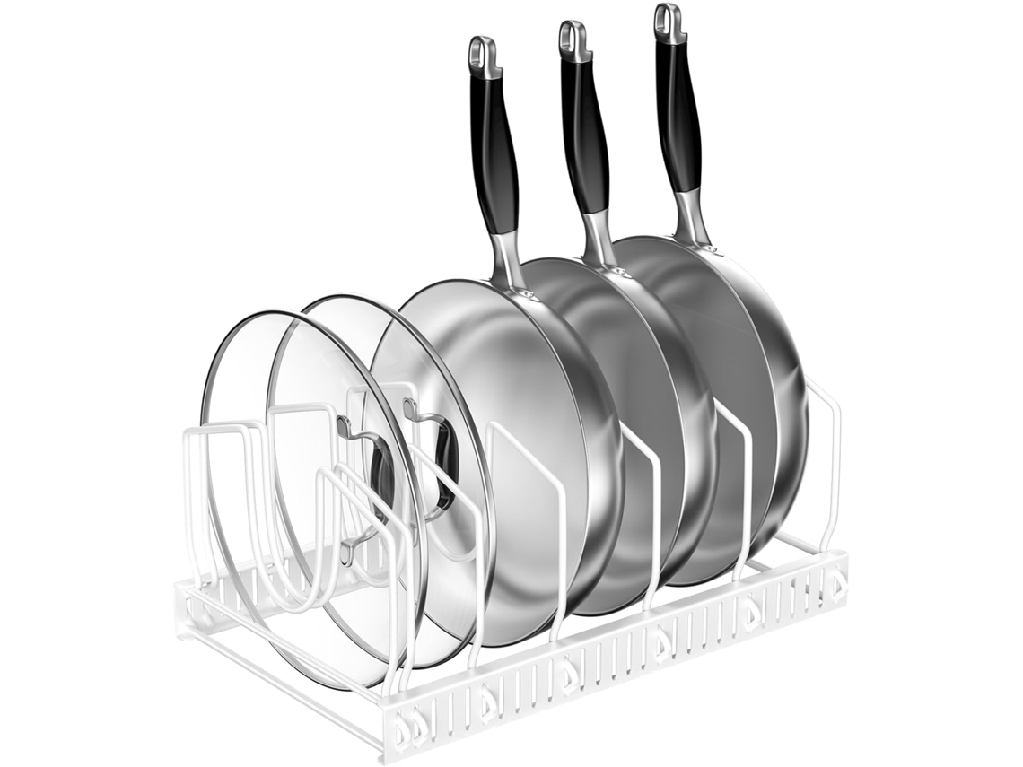 Organizador De Tampas - Armazenamento Com 7 Compartimentos Ajustáveis - Antiaderente - (branco)