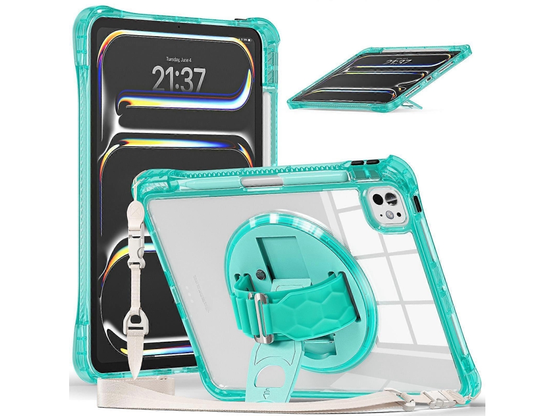 Capa Para Ipad Pro 13 2024 Com Suporte Giratório, Feita De Tpu Híbrido Transparente E Policarbonato.