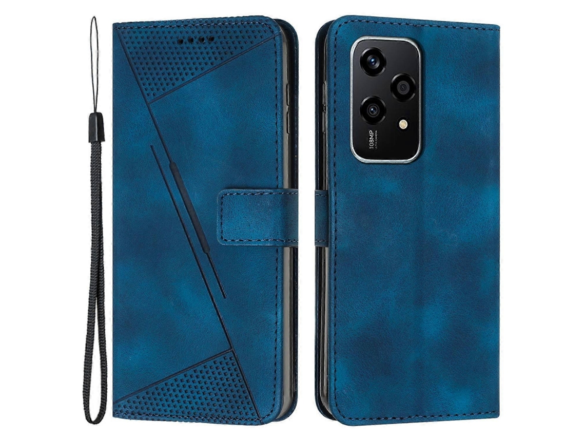 Capa Tipo Carteira Para Honor 200 Lite Com Padrão Triangular Em Couro